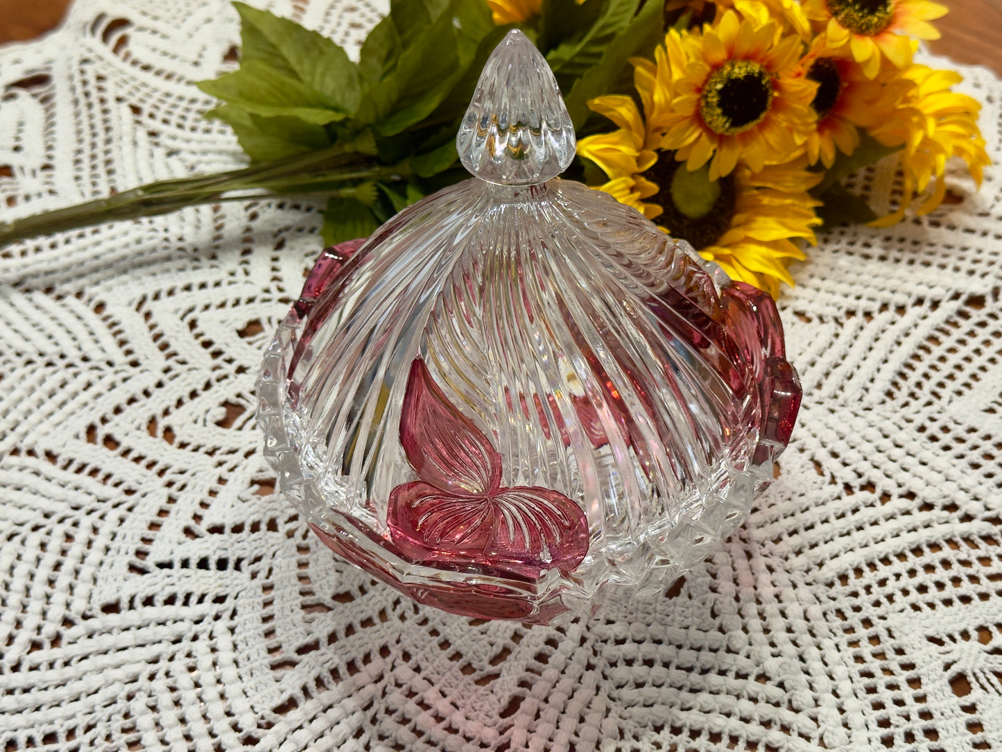 Vintage Cut Glass Covered Candy Dish
