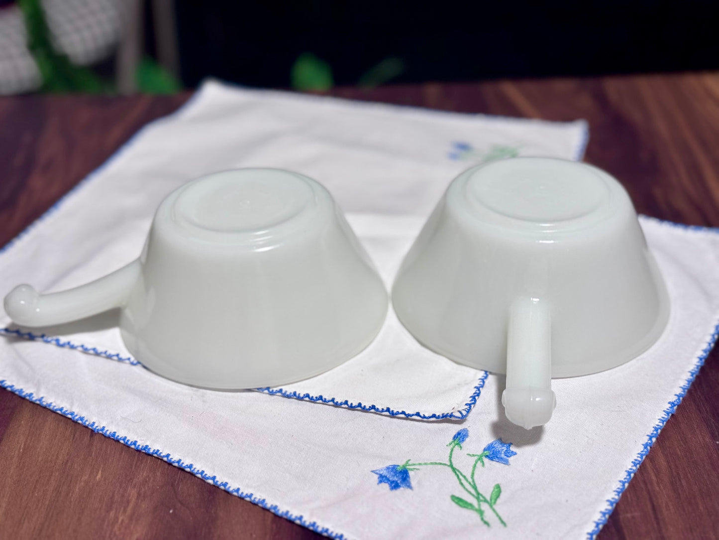 Anchor Hocking White Milk Glass Handled Bowls