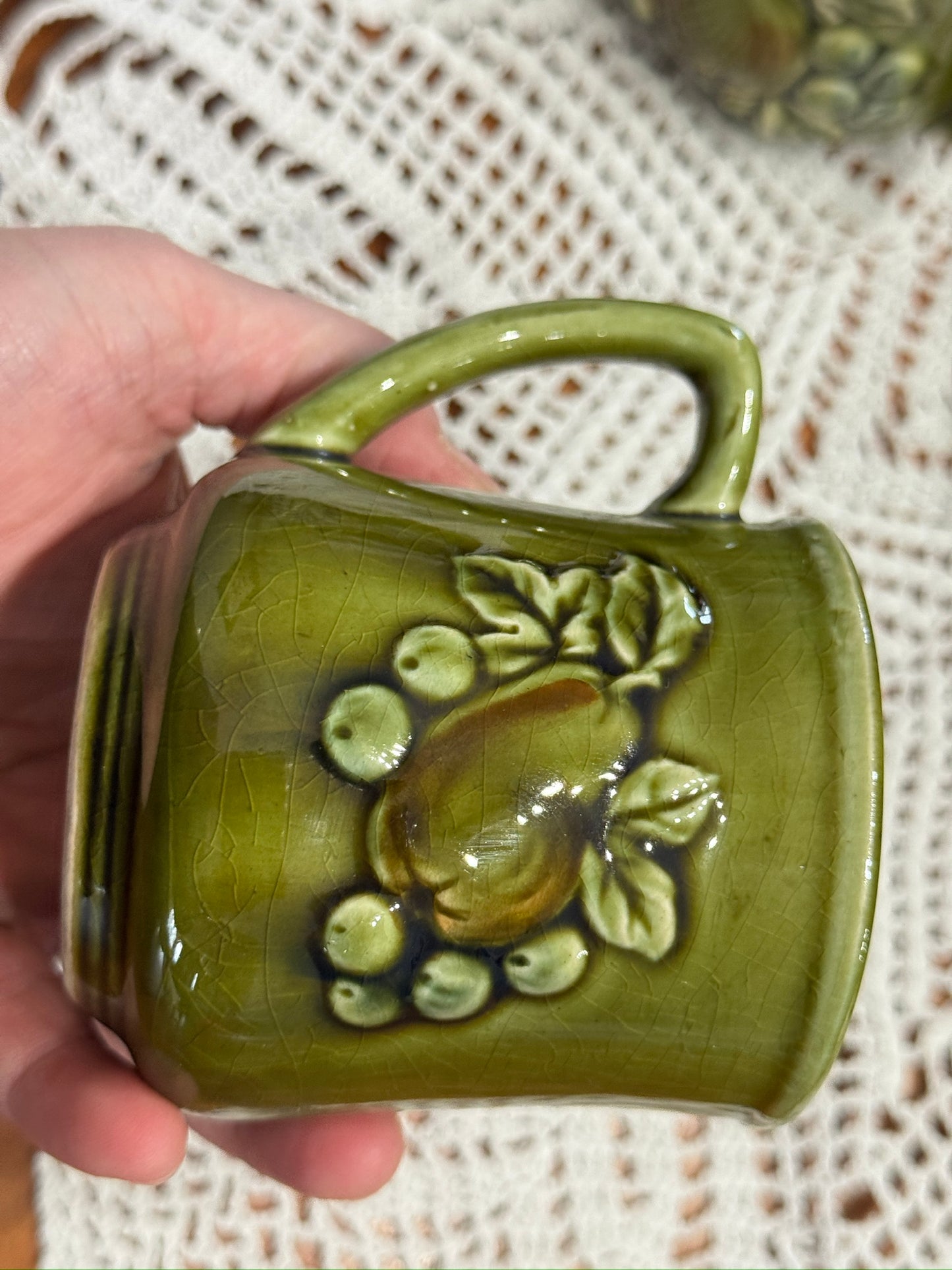 Japanese Fruit Motif Avocado Green Tea Set