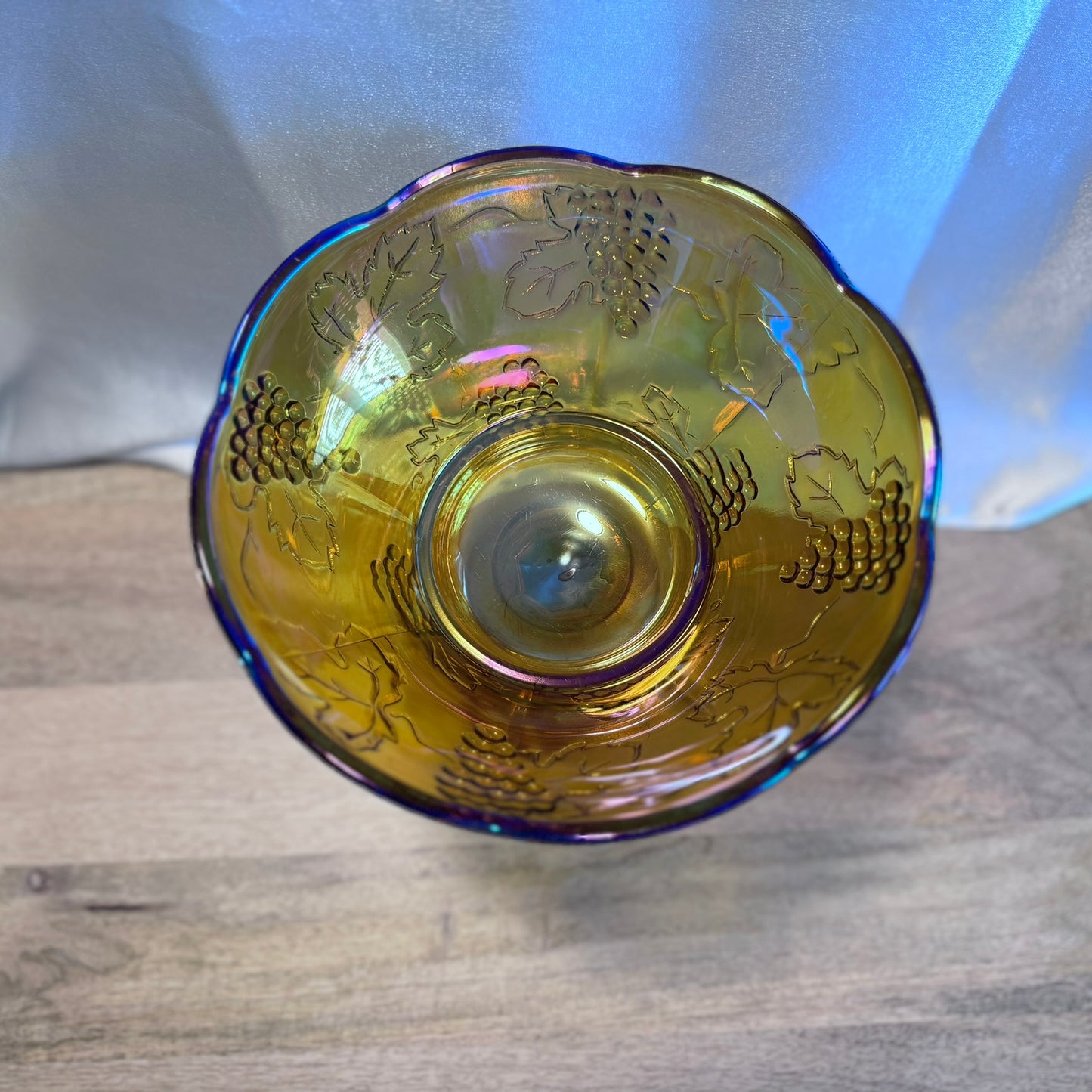 Carnival Glass Stem Bowl