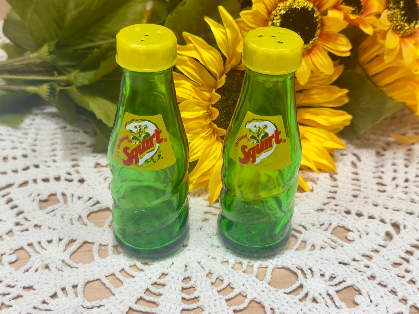 Green Glass 'Squirt' Salt & Pepper Shakers