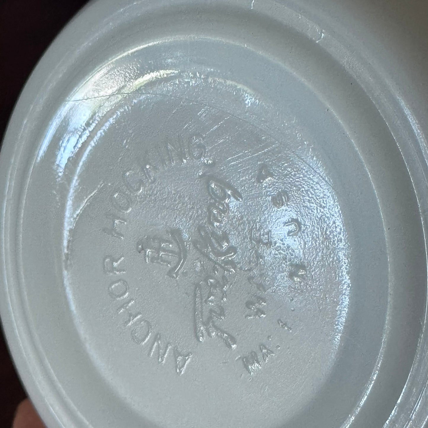 Fire-King Milk Glass Blue Cornflower Handled Soup/Cereal Bowl
