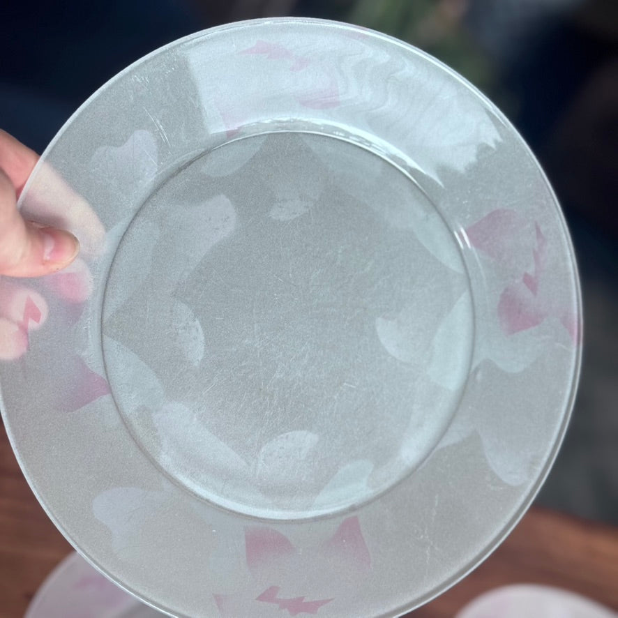 Arcoroc France Frosted Glass Dinner Plates