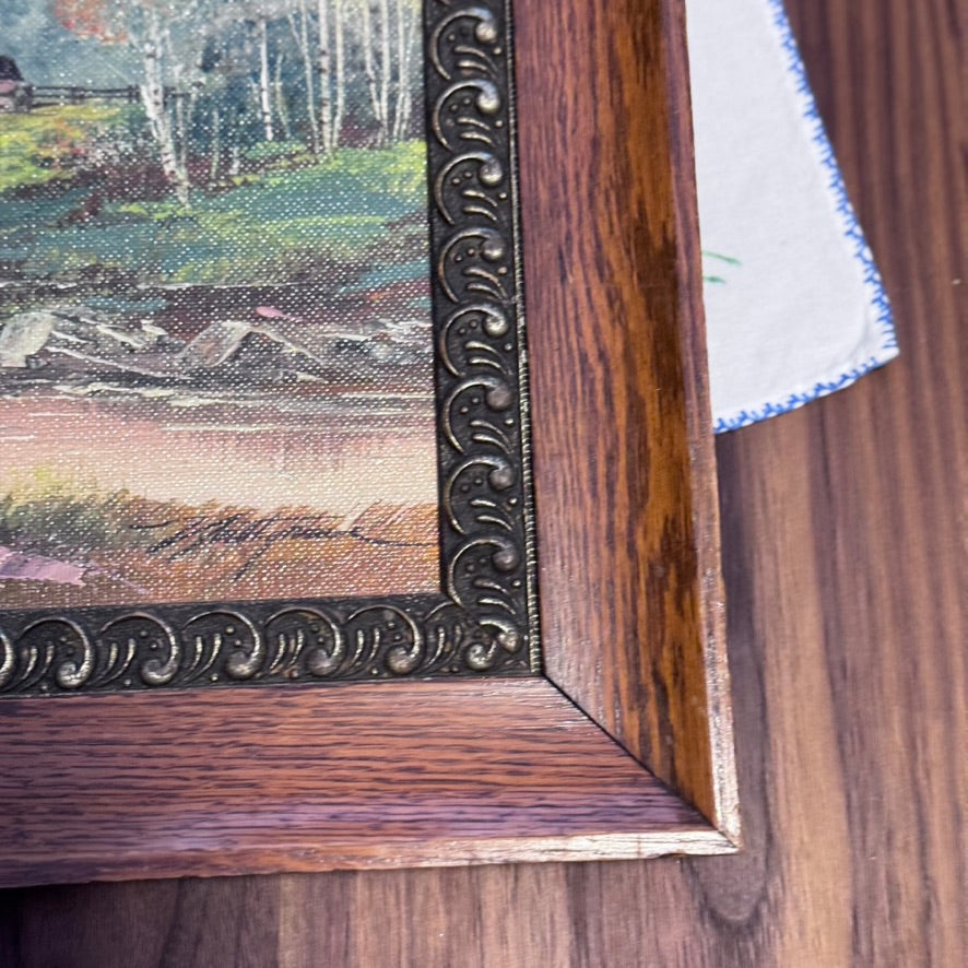 Signed Northgrave Original Oil on Board of Cabin in Woods