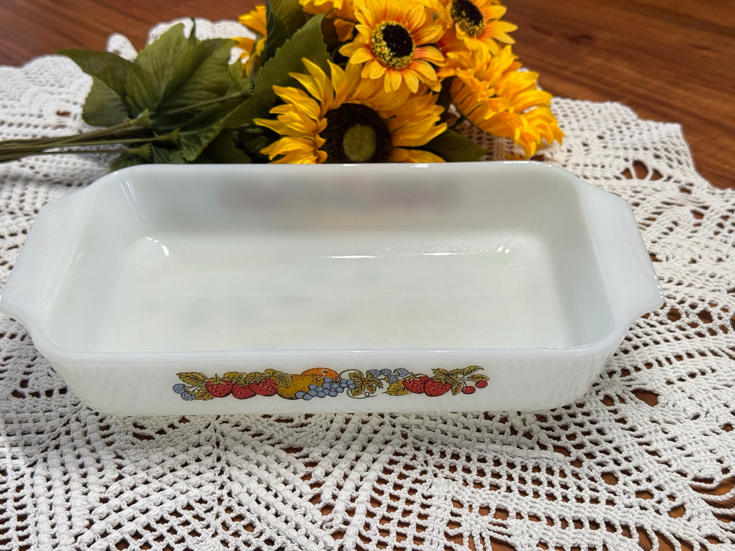 Anchor Hocking Fire-King 'Nature's Bounty' Milk Glass Rectangular Casserole