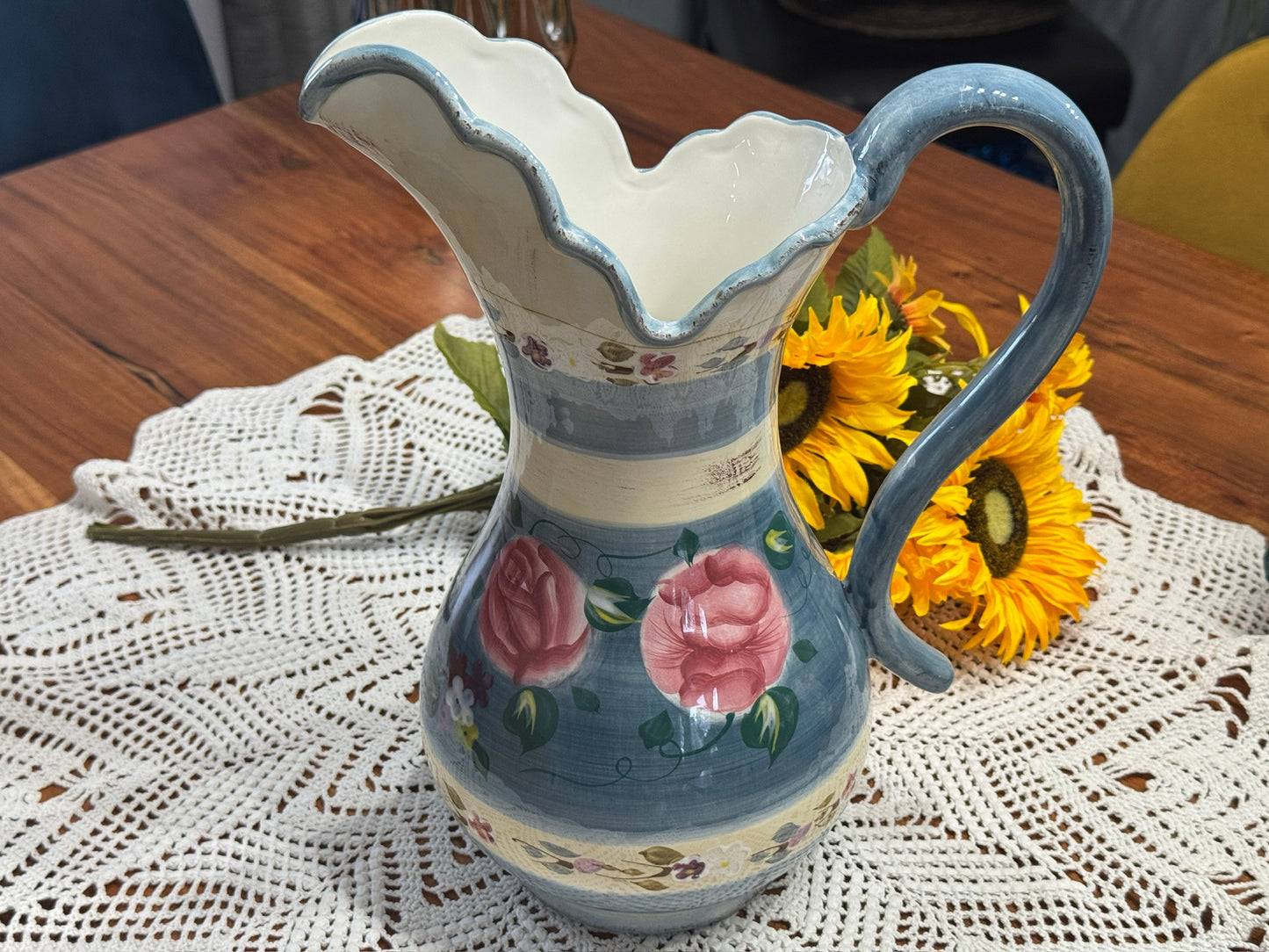 Large Floral Pitcher/Jug