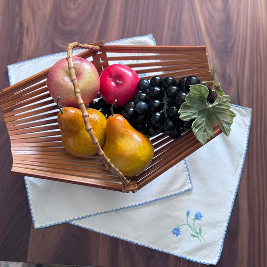 Folding Wood, Bamboo Fruit Basket