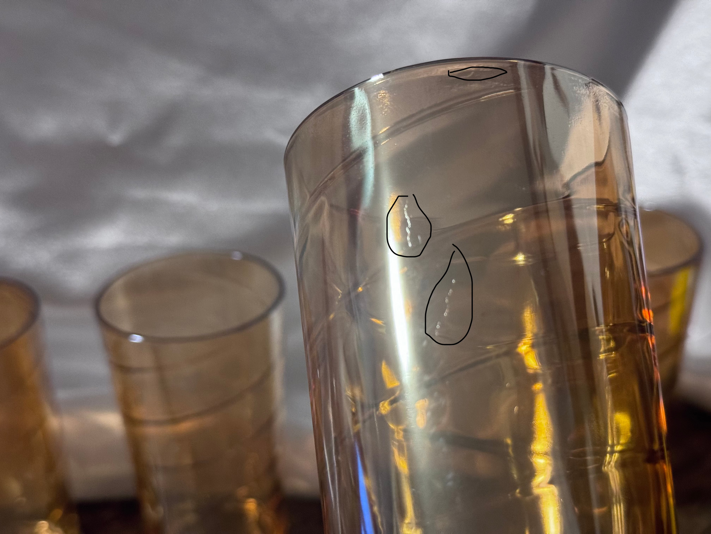 Iridescent Jeanette Glass, Peach Lustre, Swirl Drinking Glasses