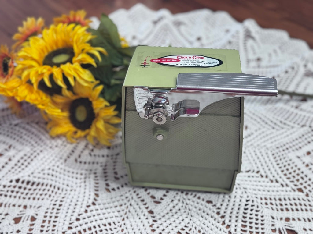Olive Green Rival "Click n Clean" Electric Can Opener