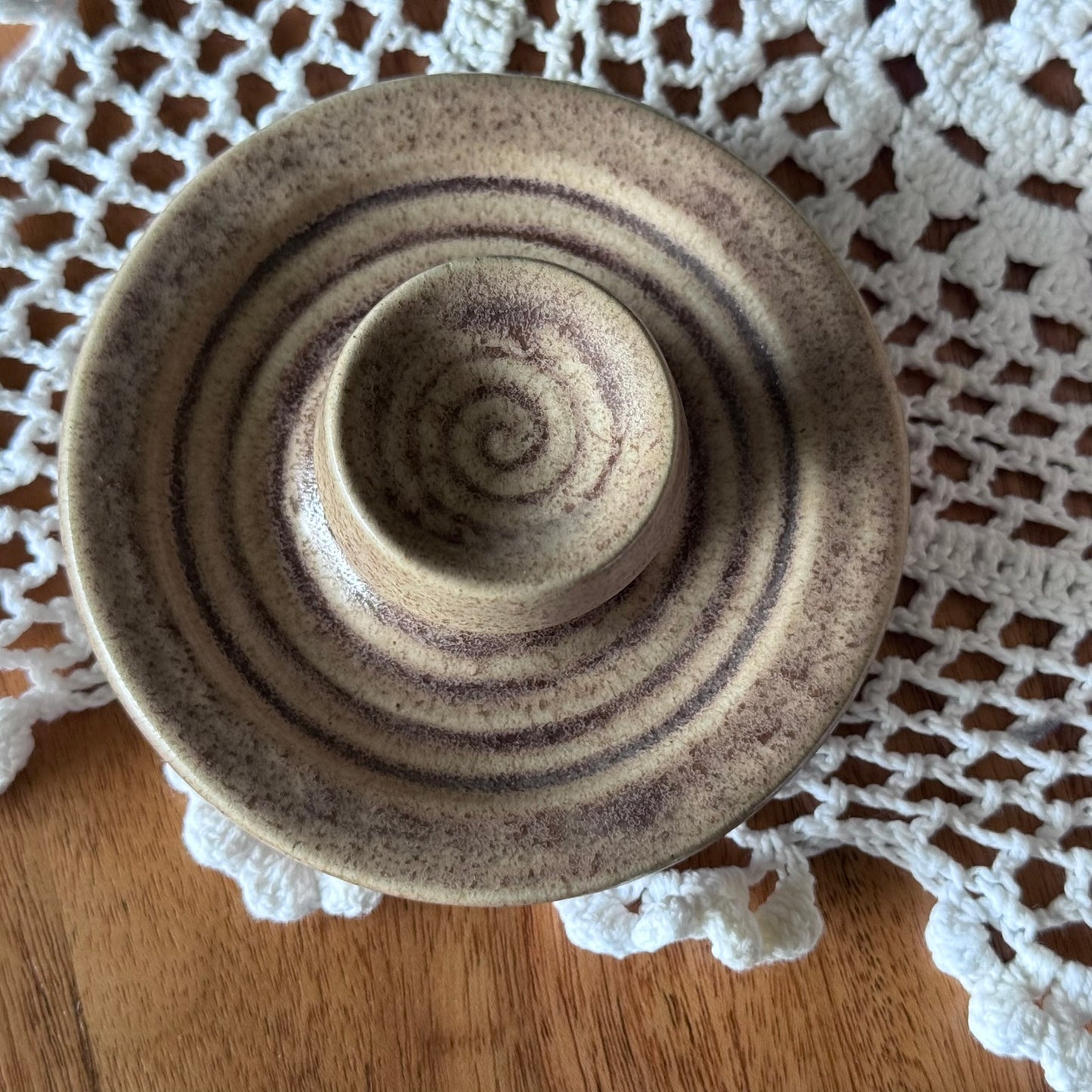 Brown Glazed Pottery & Bamboo Teapot