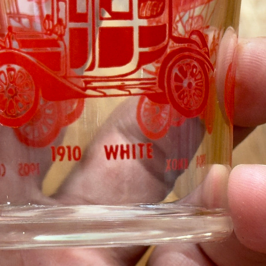 Dominion Red/White Vintage Automobile Stackable Small Juice Glasses