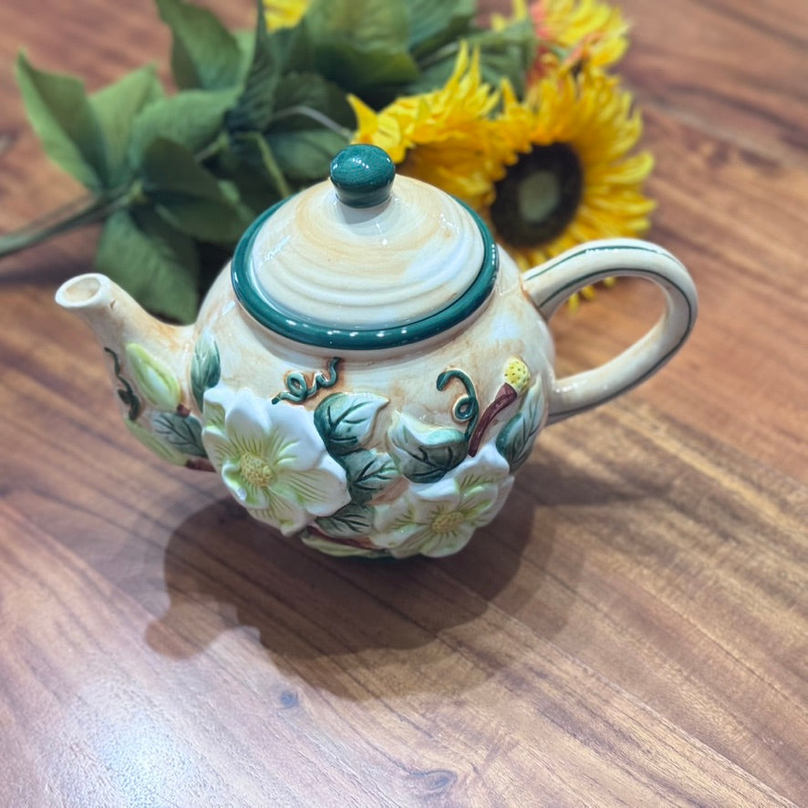 1998 CBK LTD LLC Floral Ceramic Teapot