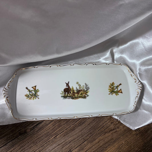 Crystal De Luxe Czech Republic Deer Sandwich Tray
