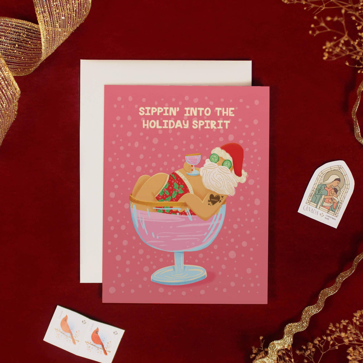 Sippin' Santa Holiday Boxed Set - 6 Greeting Card Set