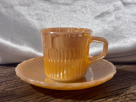 Anchor Hocking Fire-King Peach Lusterware Teacup & Saucer