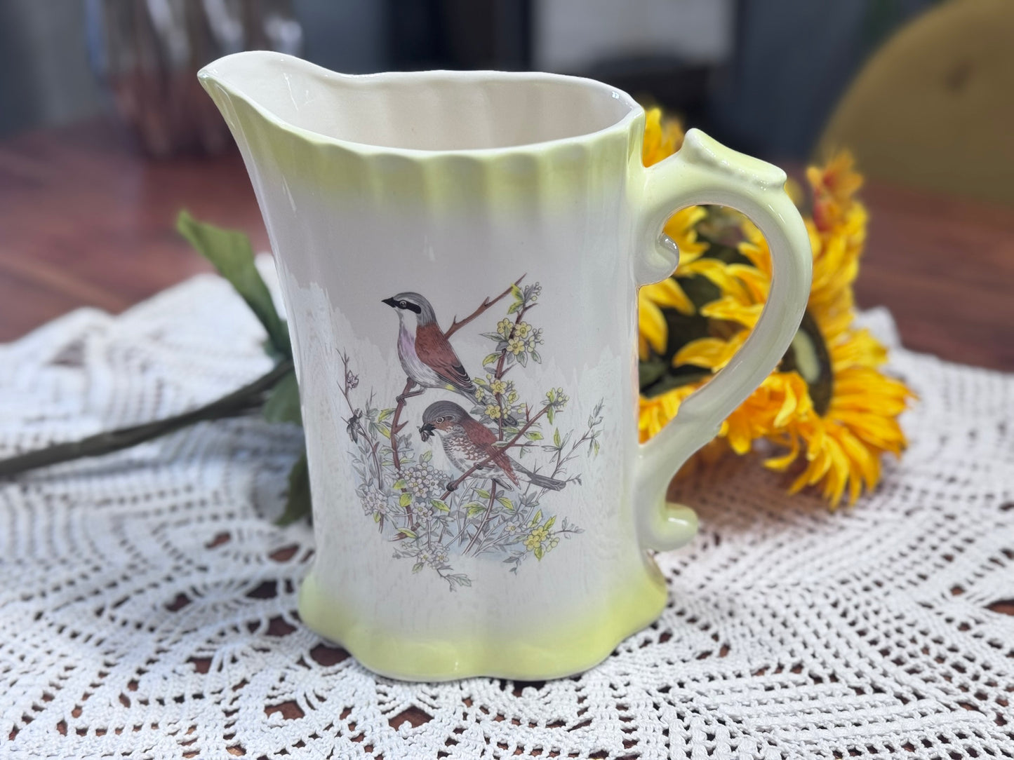 Ceramic Milk Pitcher Bird Motif