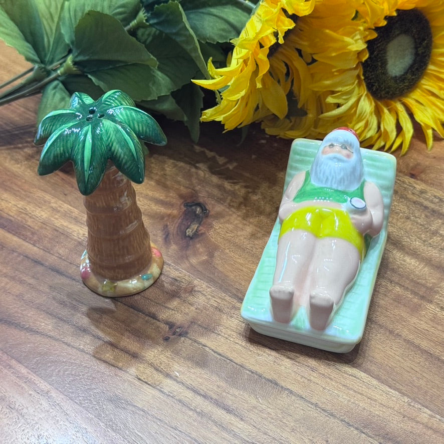 Vintage In Box Omnibus OCI Fitz & Floyd Tropical Christmas Salt & Pepper Shakers