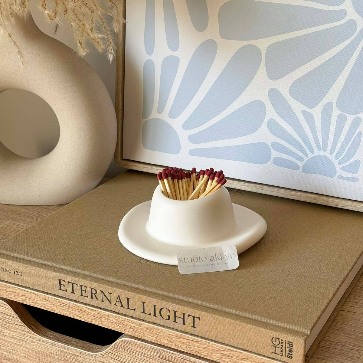 Cowboy Hat Match Holder & Striker | Modern Cowgirl Decor: Cream White