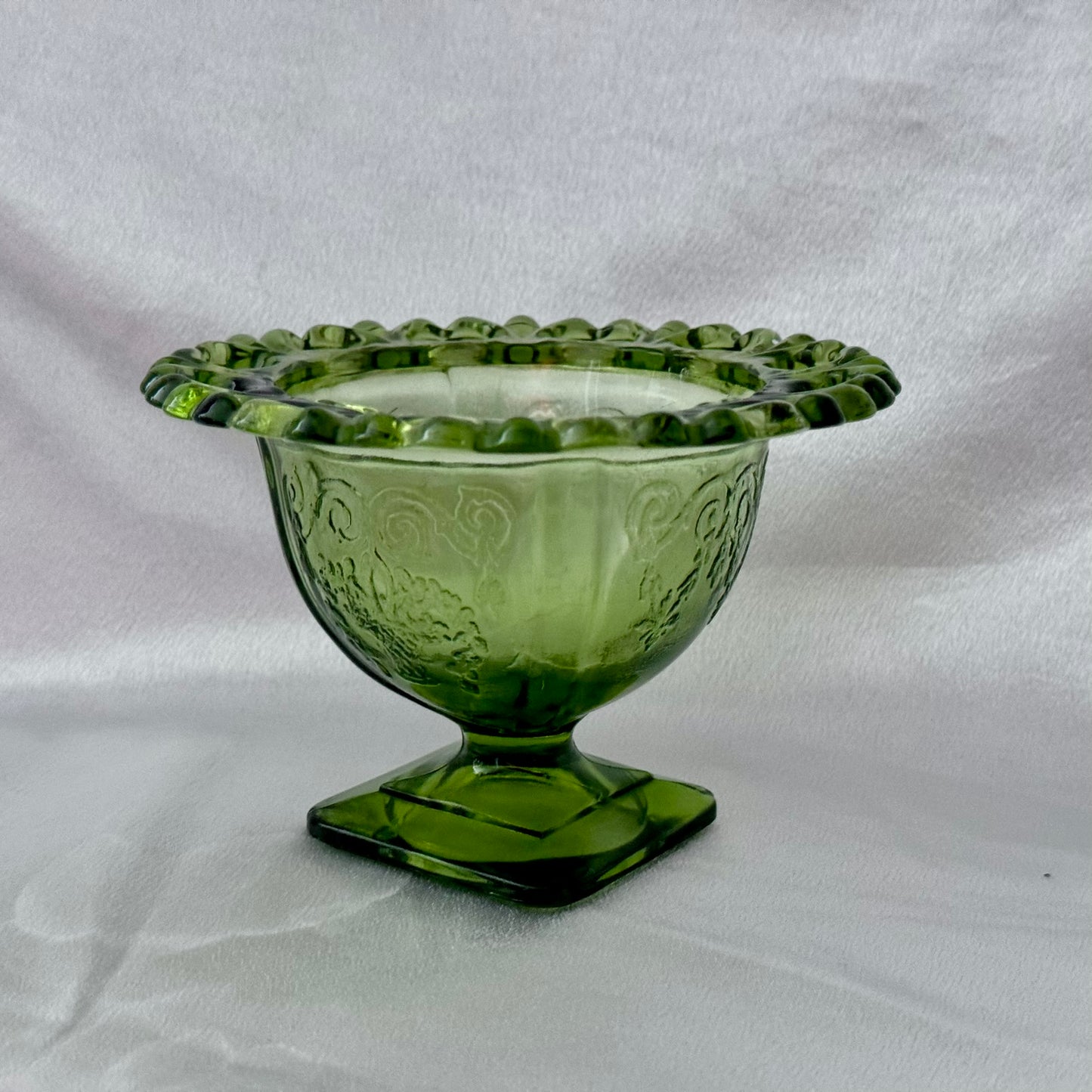 Indiana Green Glass Compote Dish