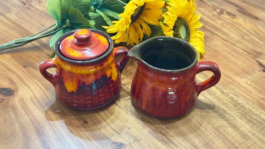 Jacques Garnier Estriceram Pottery Creamer & Sugar Bowl Set
