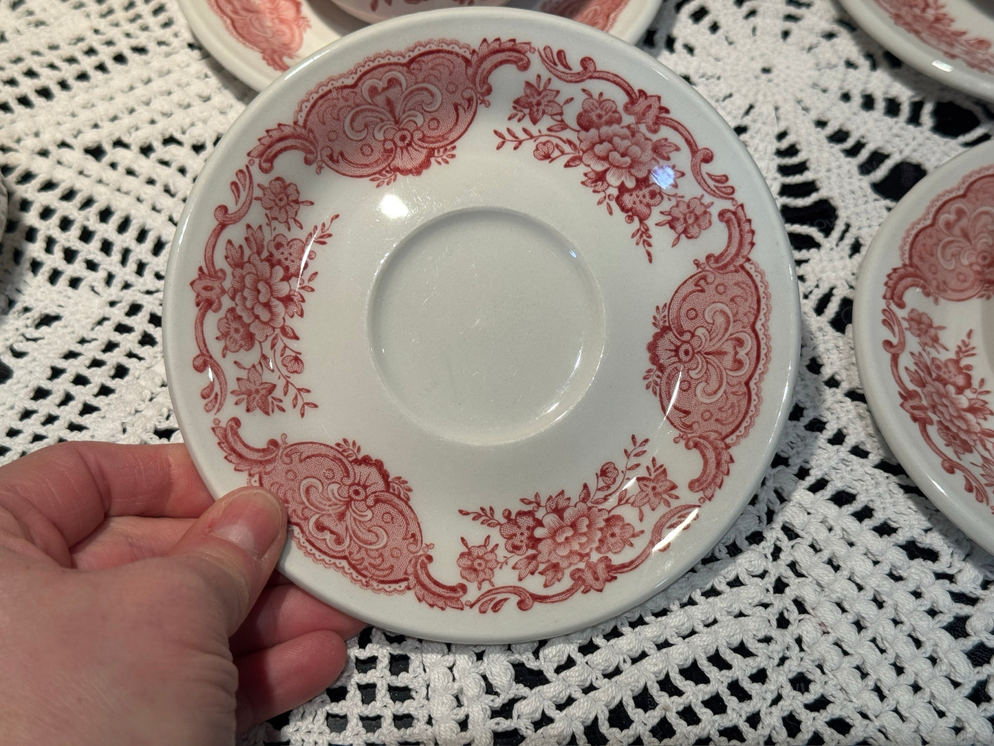Vintage Royal Doulton Pink Transferware Cup & Saucer Set