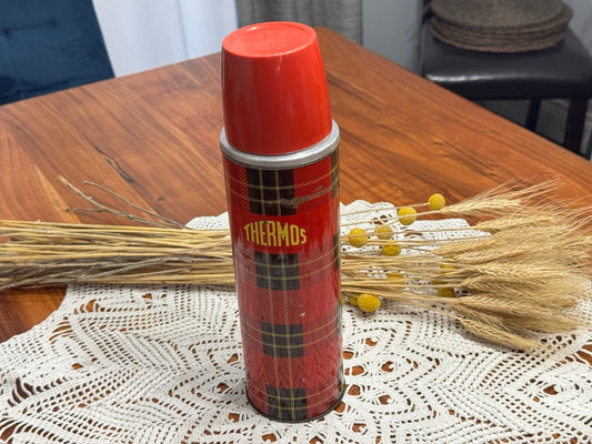 Vintage Plaid Thermos Brand Vacuum Bottle NO.302