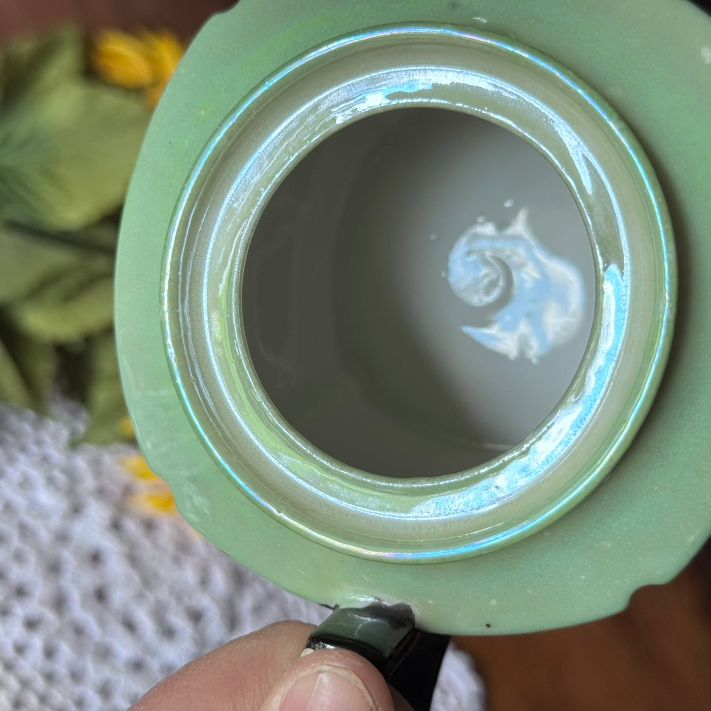 Lipton Made In Japan Green Lustreware Teapot
