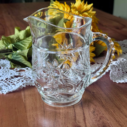 Anchor Hocking Star of David Small Cut Glass Pitcher