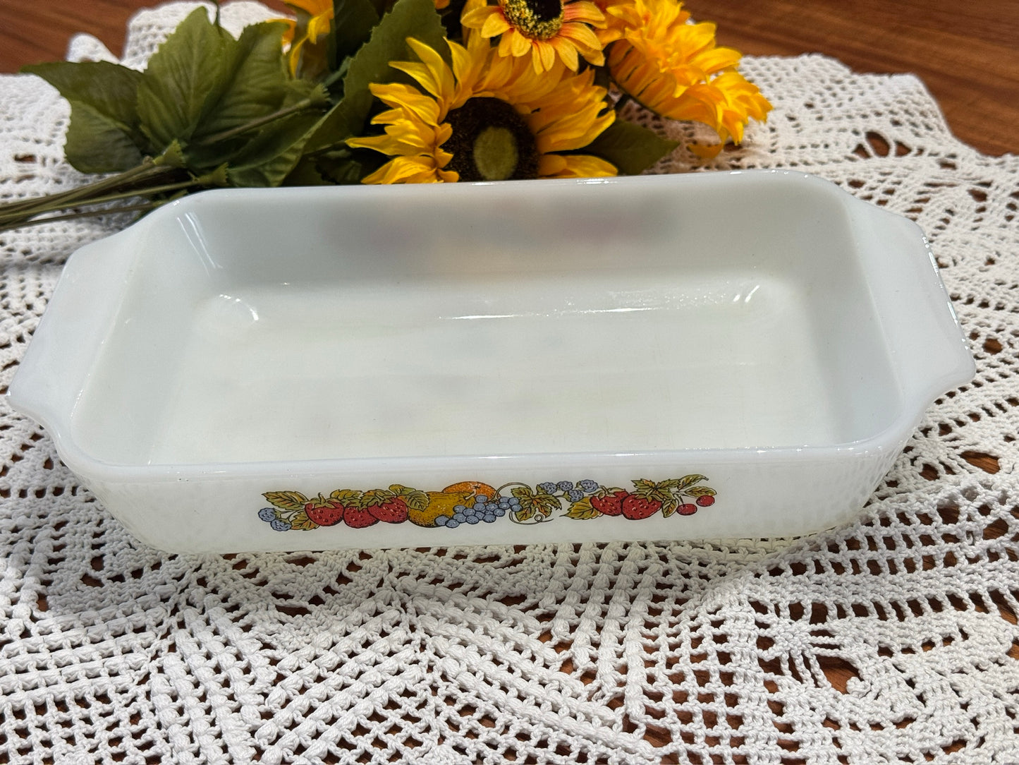 Anchor Hocking Fire-King 'Nature's Bounty' Milk Glass Rectangular Casserole