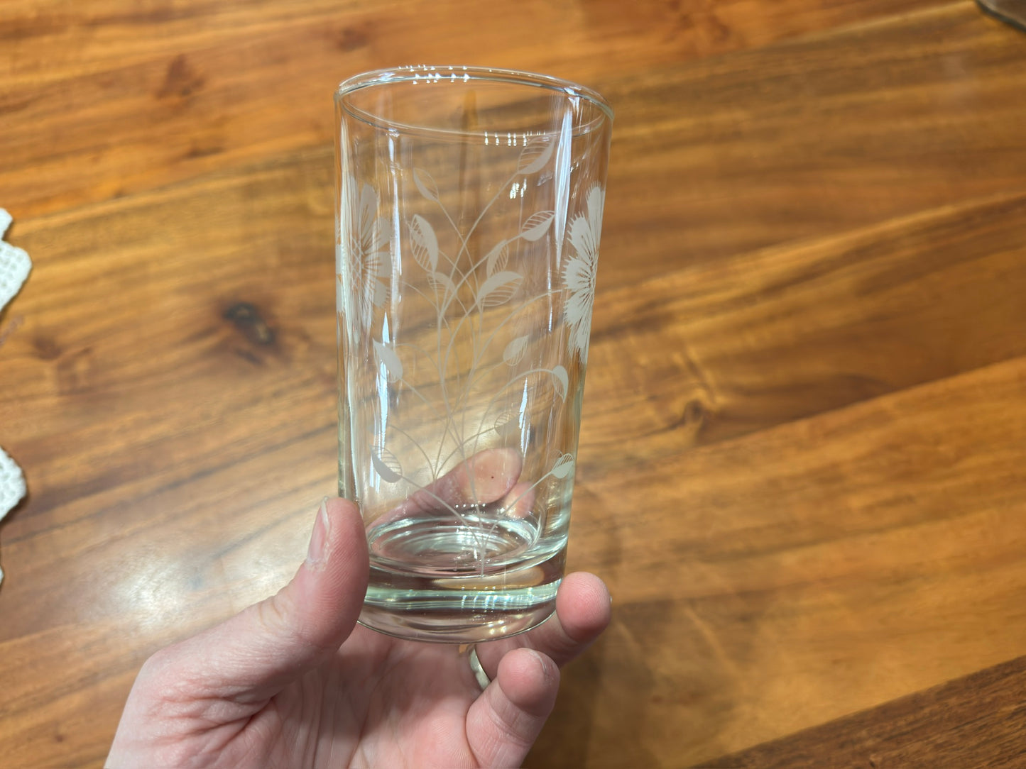 Dominion Glass Etched Floral Drinking Glasses