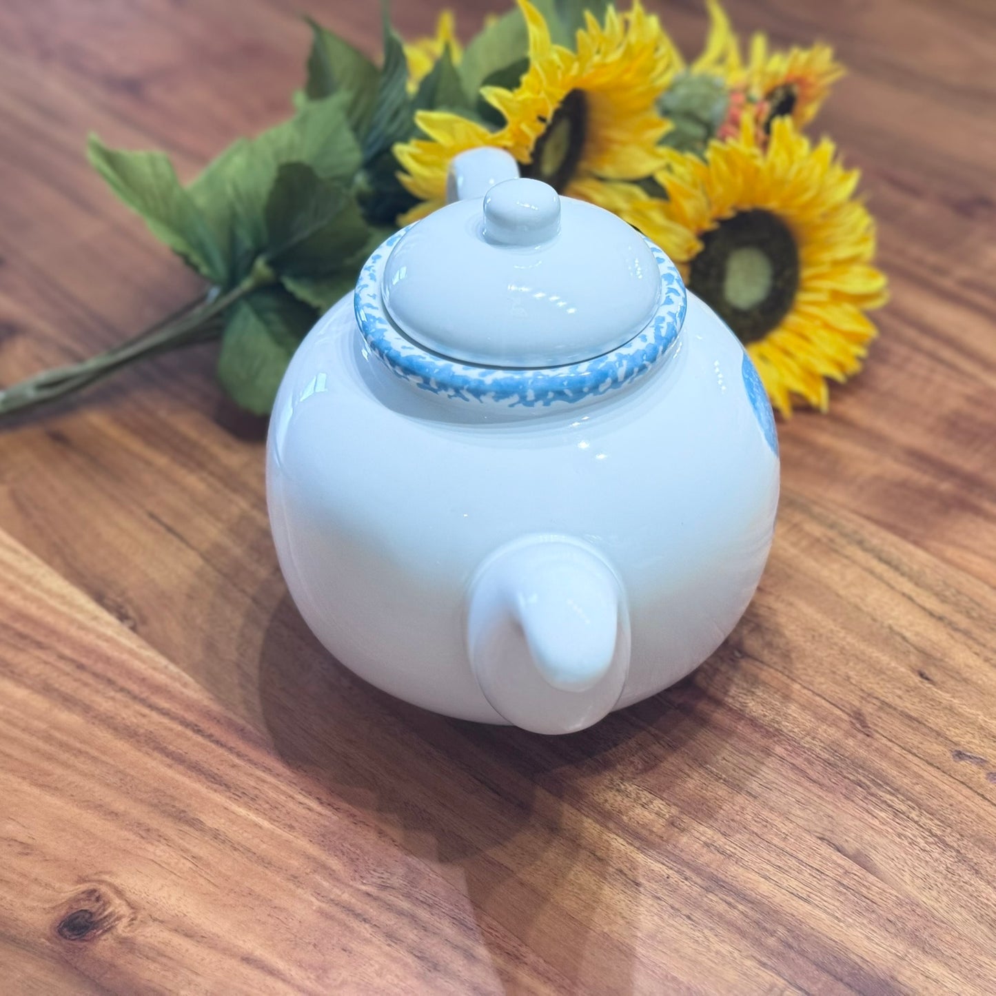 Large White Teapot with Heart Design