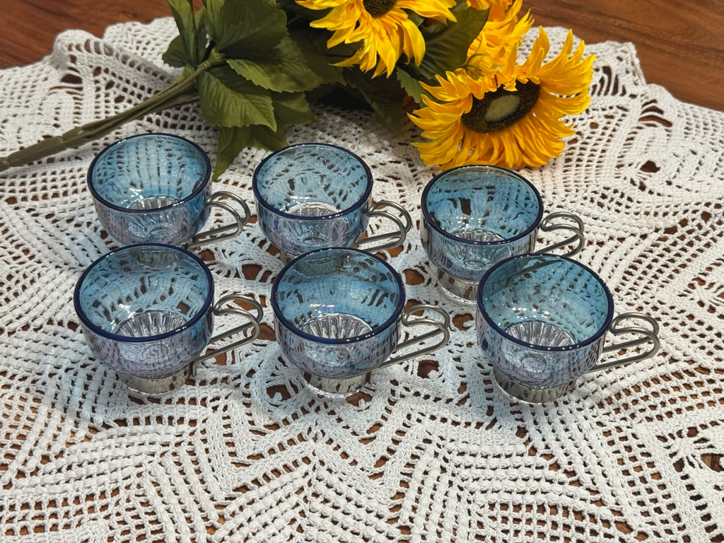 Italian Blue Glass Expresso Cups