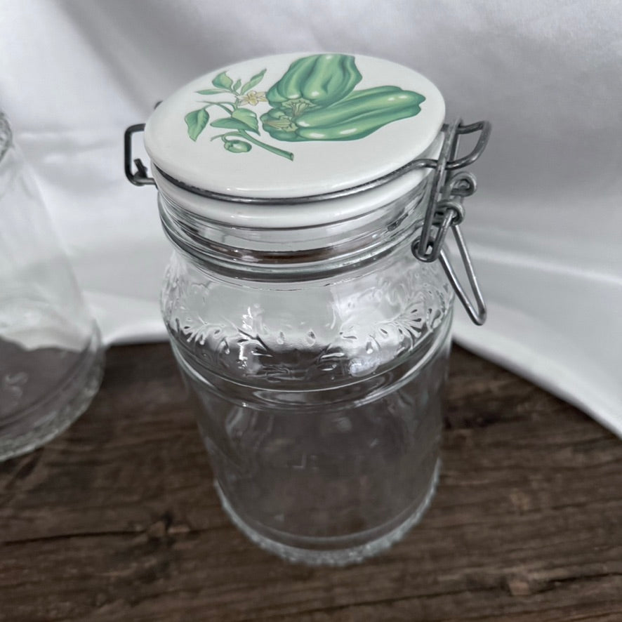 Vintage Italian Canister Jars with Ceramic English Lids