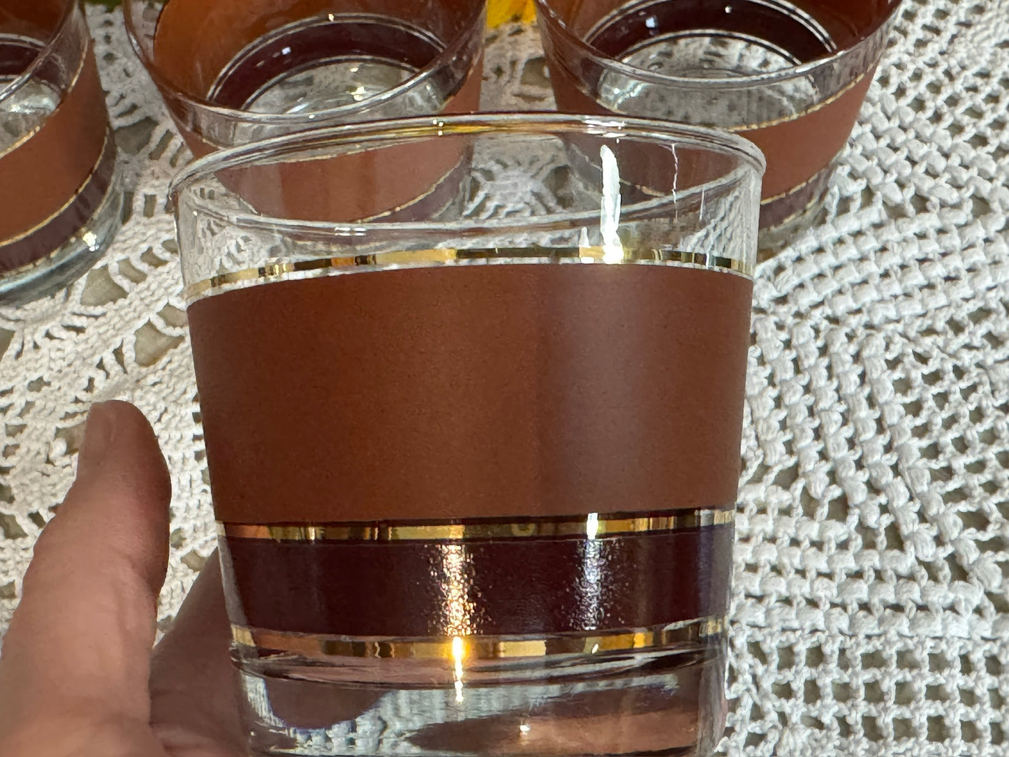 Lowball Burnt Orange/Brown Cocktail Glasses