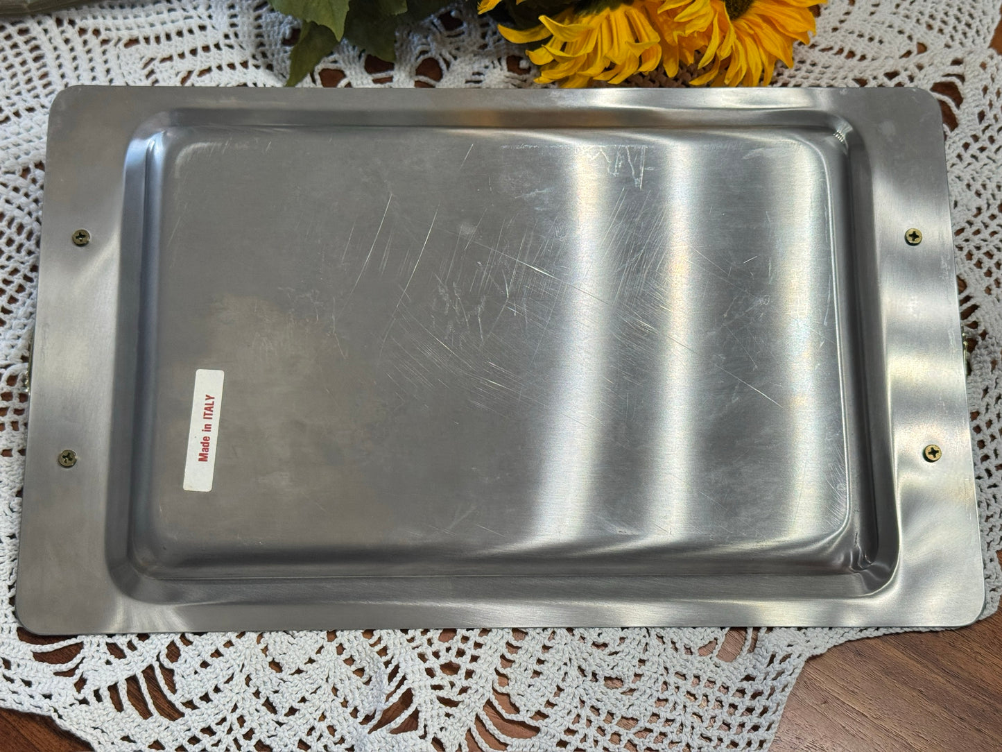 Stainless Steel Italian Serving Tray/Bar Cart Decor