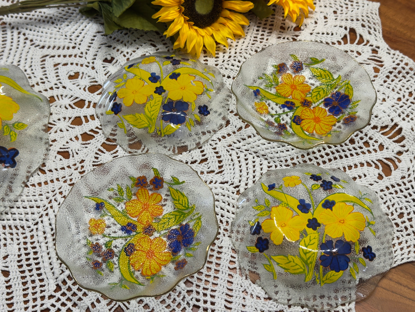 Reverse Painted Dessert Set