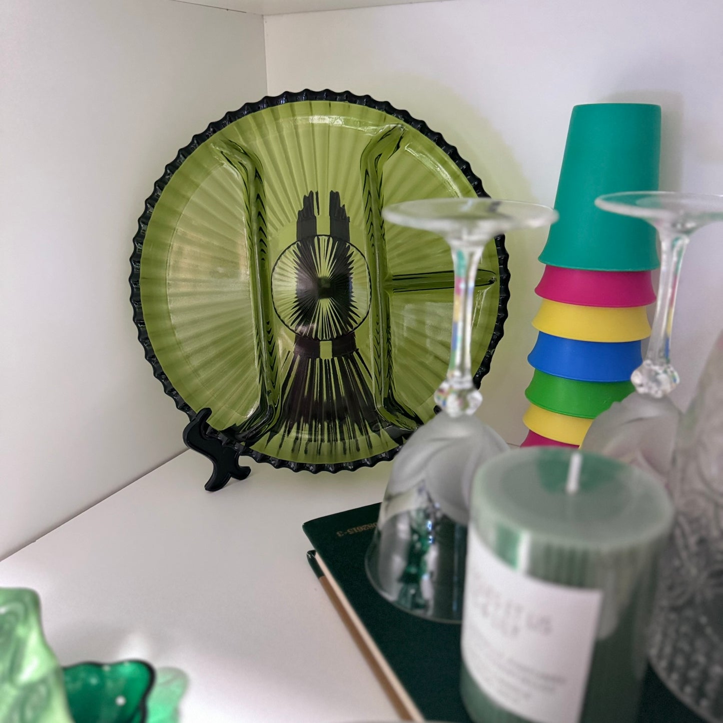 Indiana/Avocado Greenglass  Condiment Dish