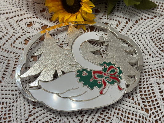 WM.A. Rogers Christmas Swan Trivet