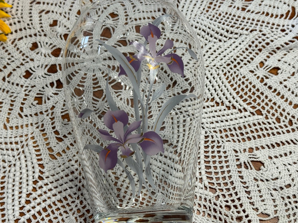 Bohemian Crystalex Glass Iris Vase