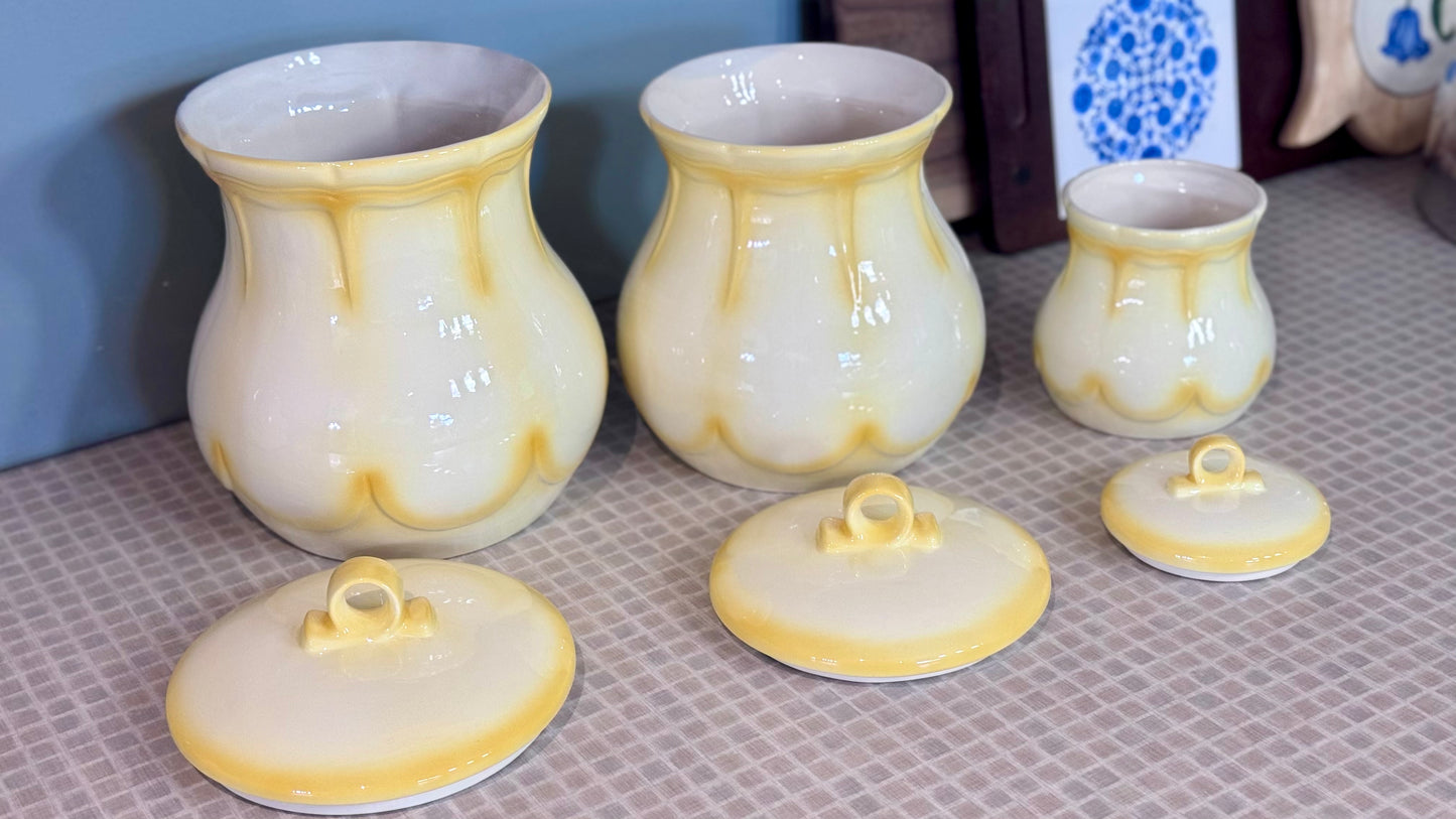 Vintage Yellow Ceramic Canister Set