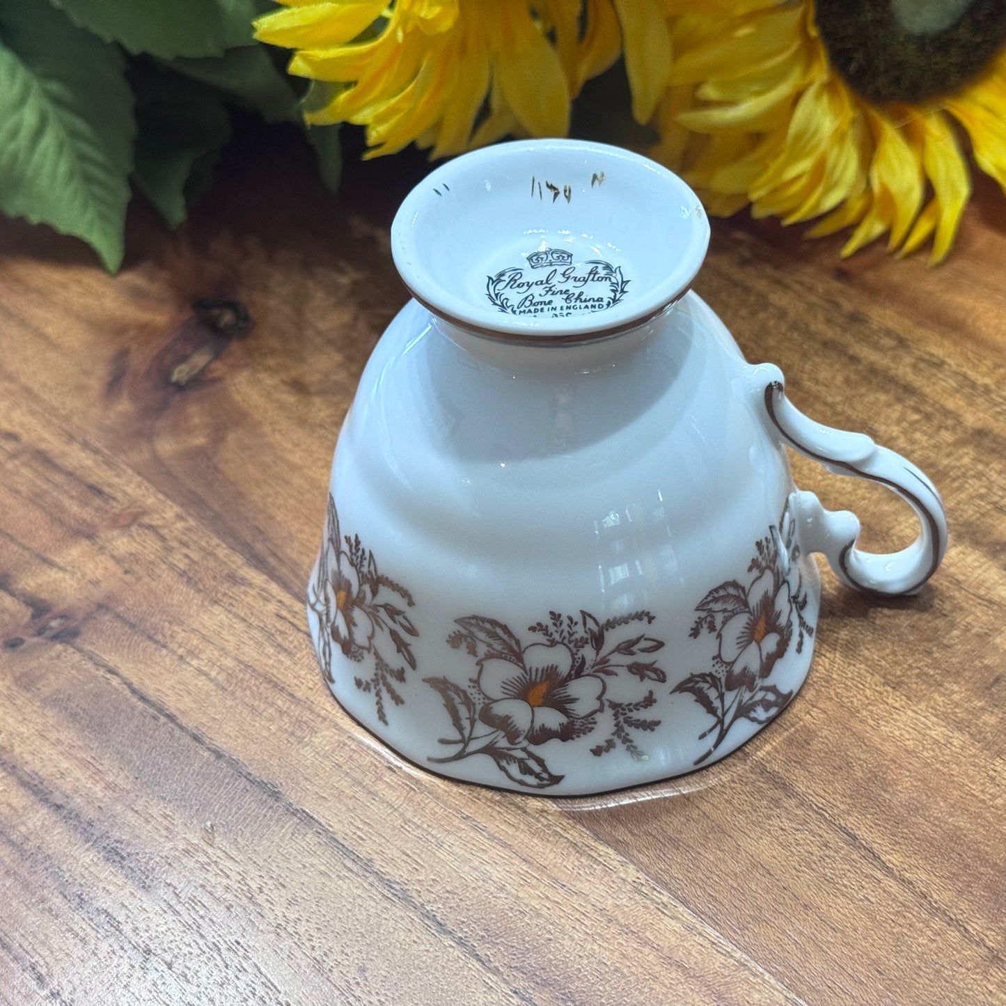 Royal Grafton Silver & Gold Floral Teacup & Saucer Set