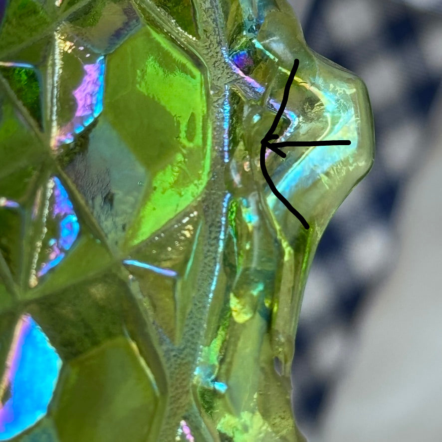 Green Indiana/Carnival Glass Ruffled Plate
