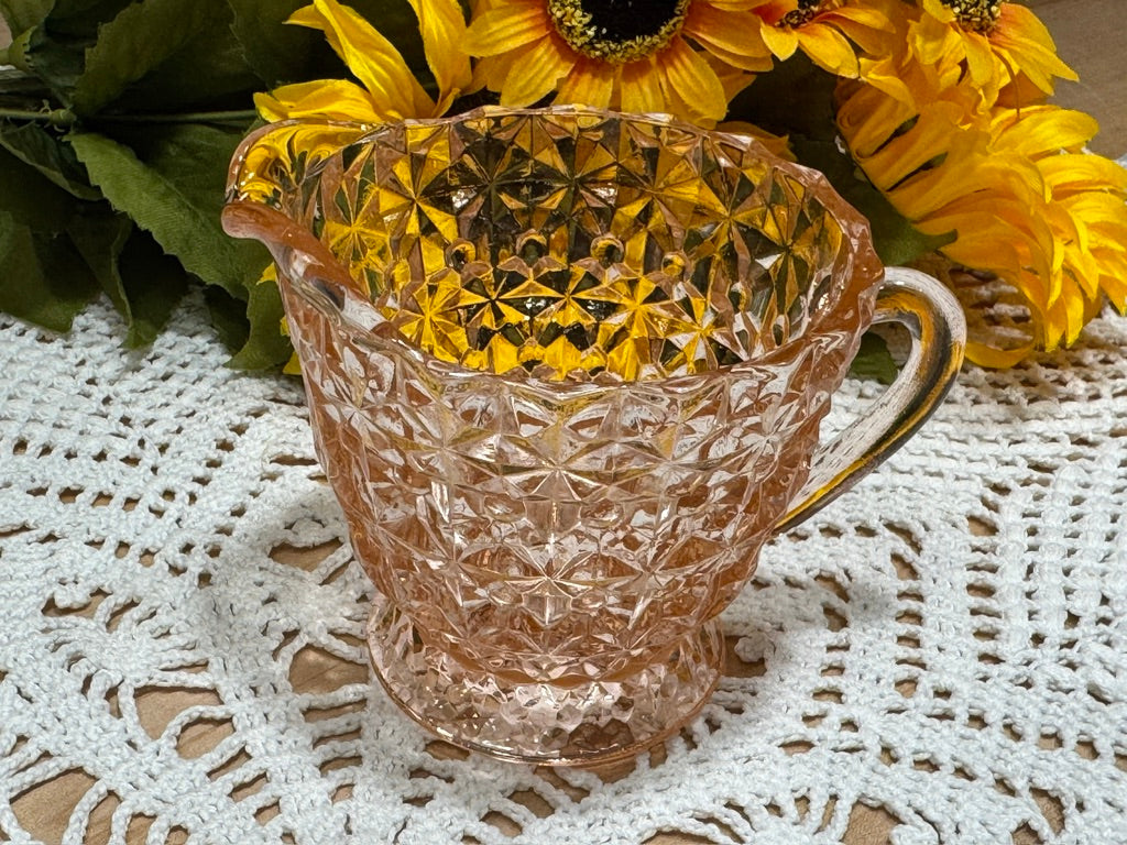 Pink Depression Glass 'Holiday Buttons and Bows' Creamer