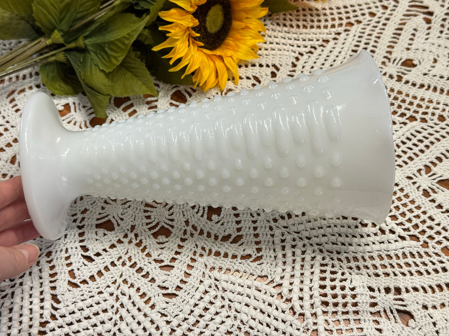 Anchor Hocking Milk Glass Hobnail Vase