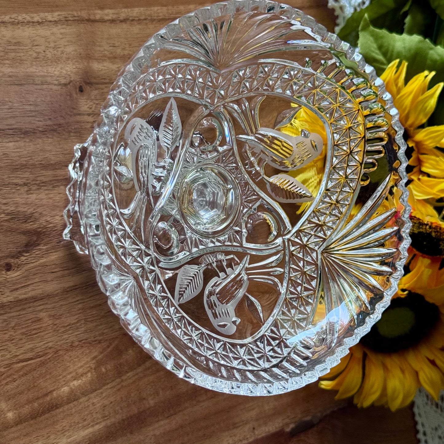 Hofbauer 'Byrdes' Cut Crystal Saw Tooth Pedestal Compote