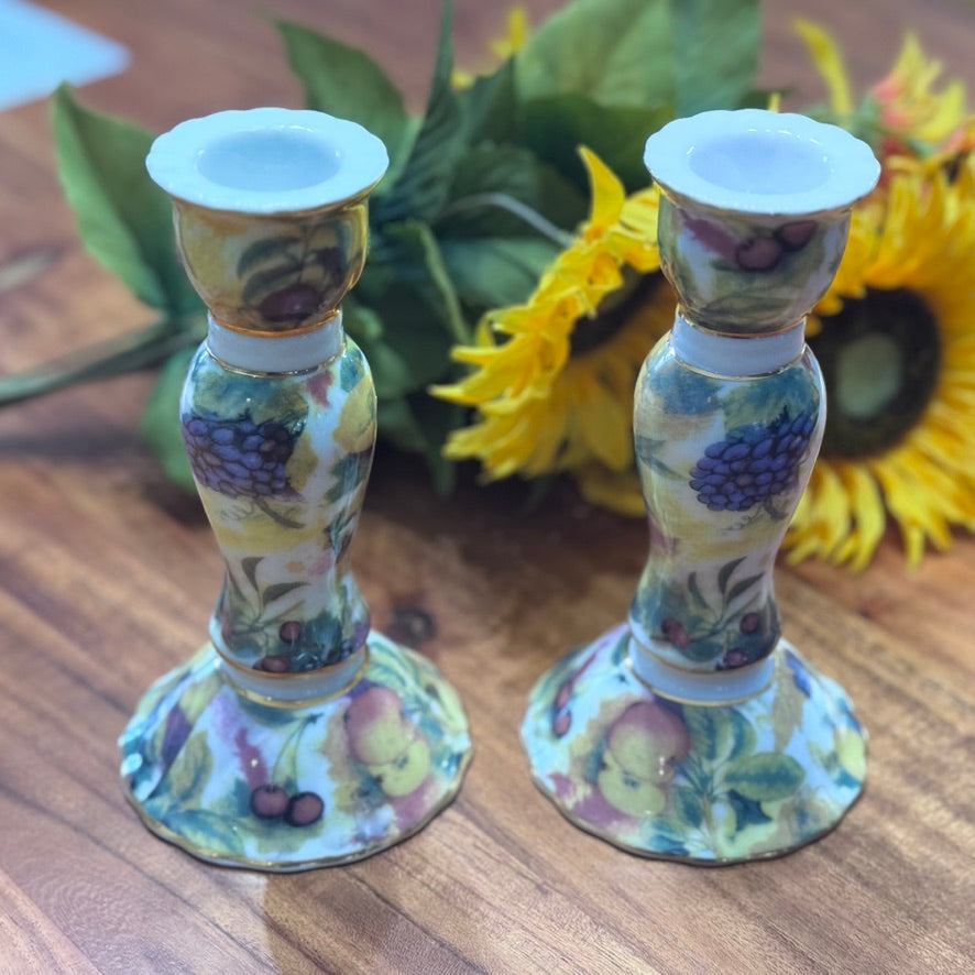 Fruit & Foliage Candlestick Holders