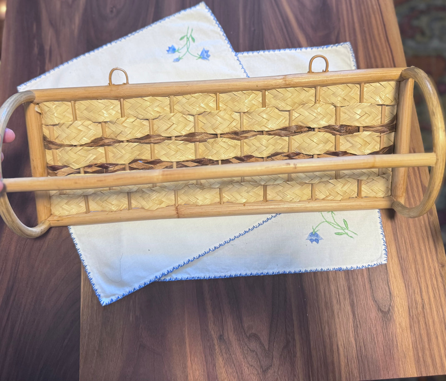 Wicker/Rattan and Bamboo Wall Mounted Towel Rack