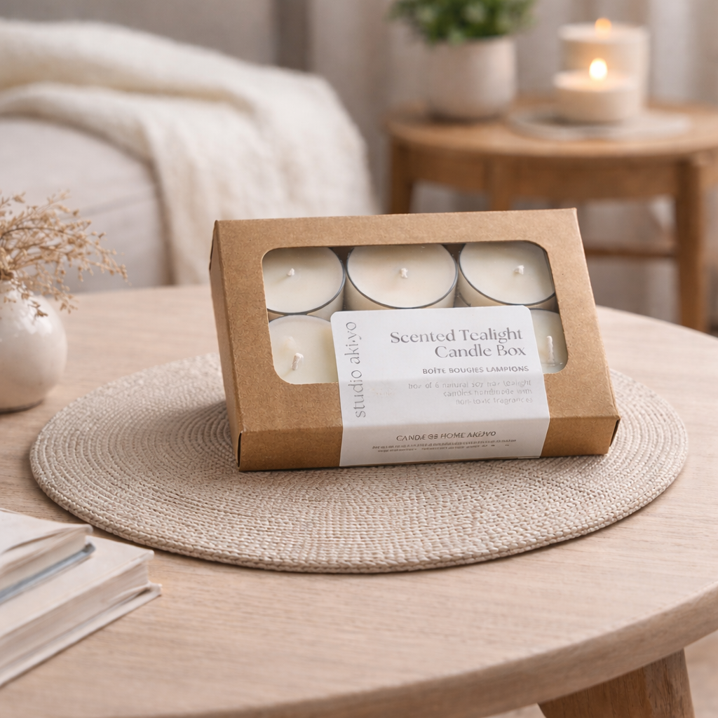 Vanilla Black Raspberry Tealight Candle Box | Hygge Home: Box of six tealight