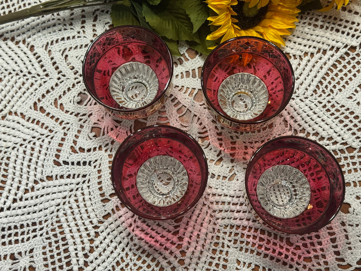 Cristallerie Italy Red Cocktail Glasses