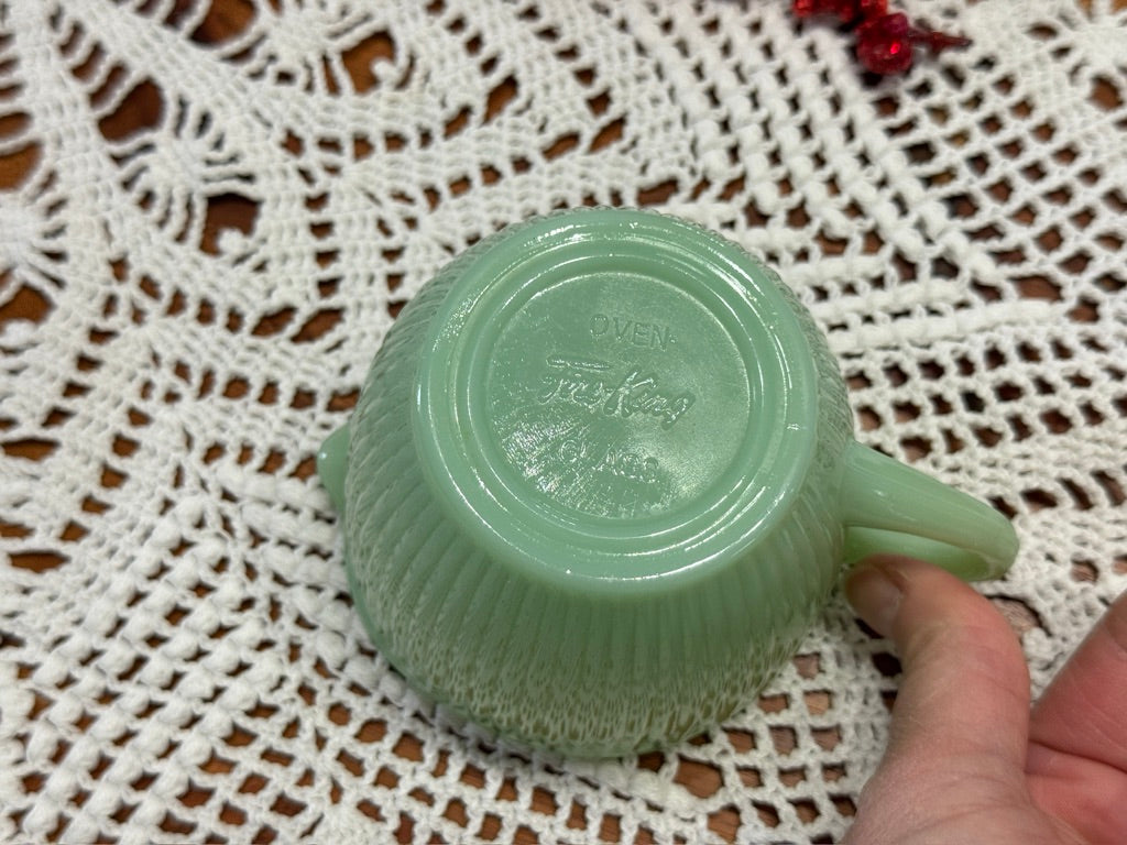 Fire-King Jadeite Jane Ray Creamer